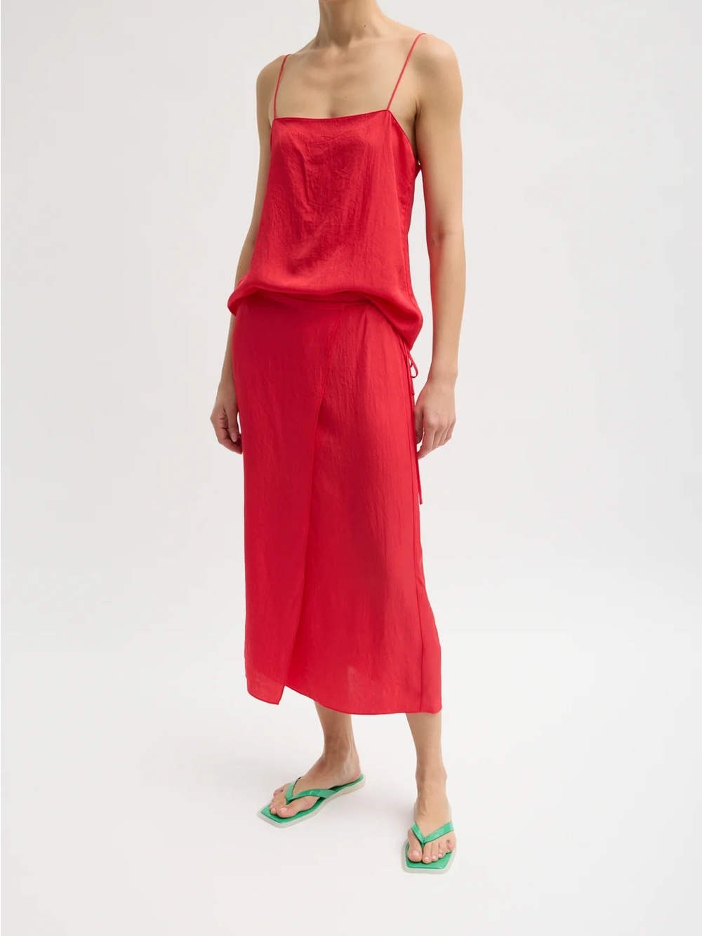 Tibi Summer Slip Wrap Skirt - Faded Red - size 4